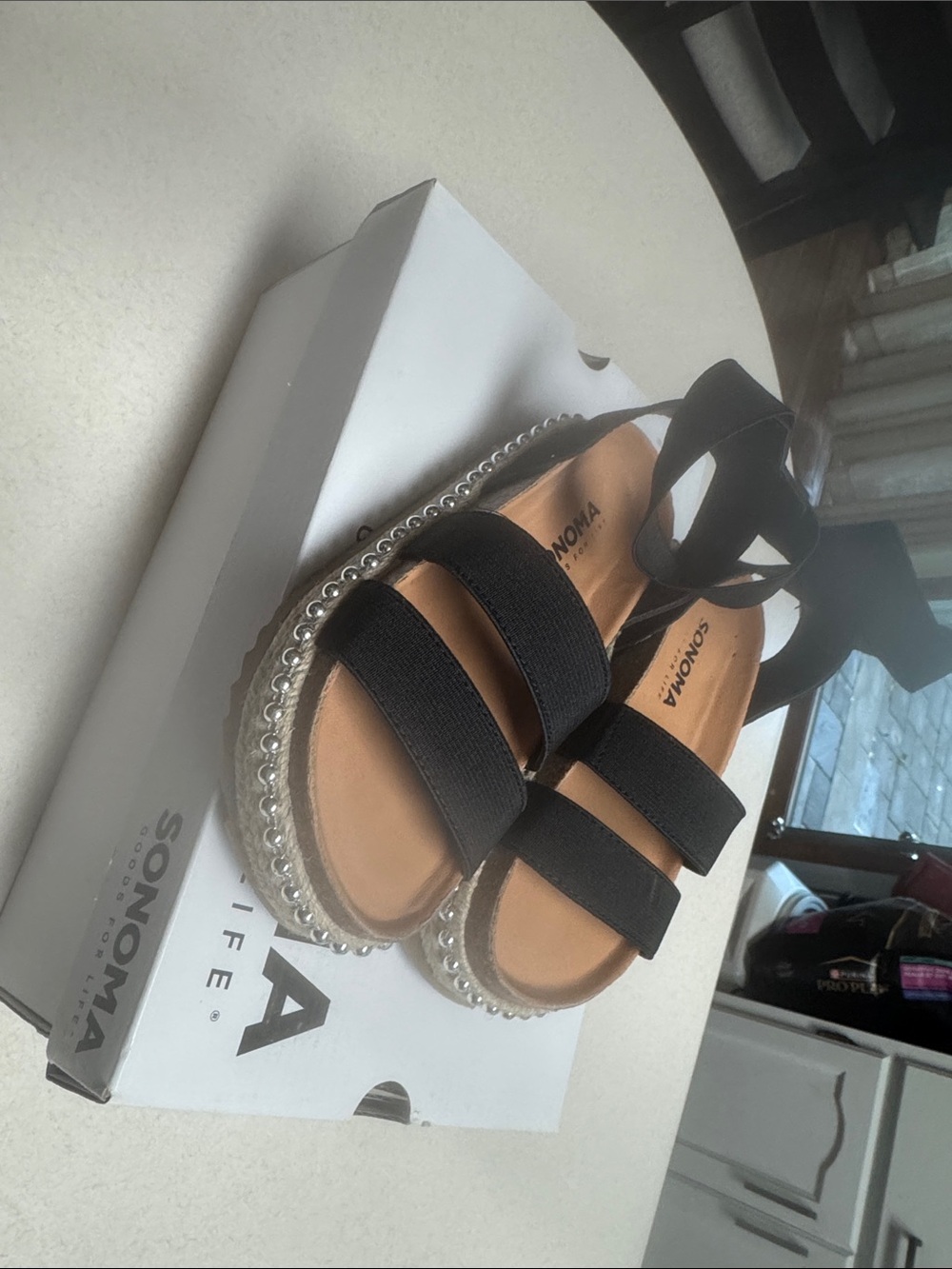 Sonoma Black Elastic Strap Platform Sandals for Kids